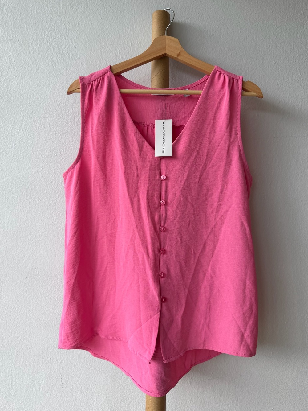 Notations Hot Pink Sleeveless Button-Front V-Neck Camisole